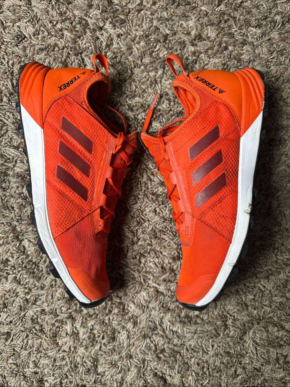 Adidas Terrex Trail Hiking Shoes Men’s 8.5 Orange Continental Rubber Mesh